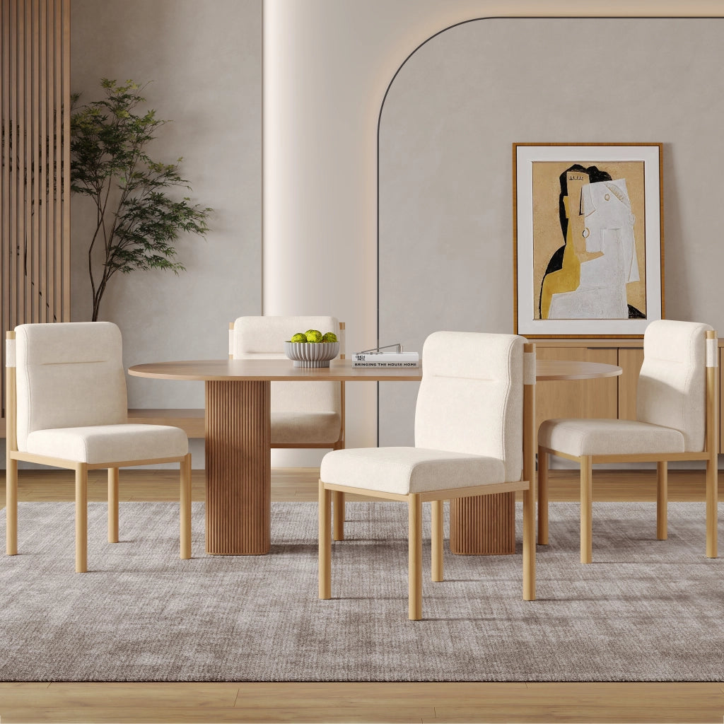SEDIA Da pranzo Set da 2 pezzi Beige in Sherpa e metallo