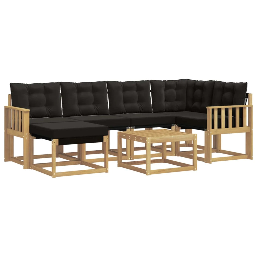 Set di divani da esterno con cuscino 7 pcs Bianco e Nero 3389666