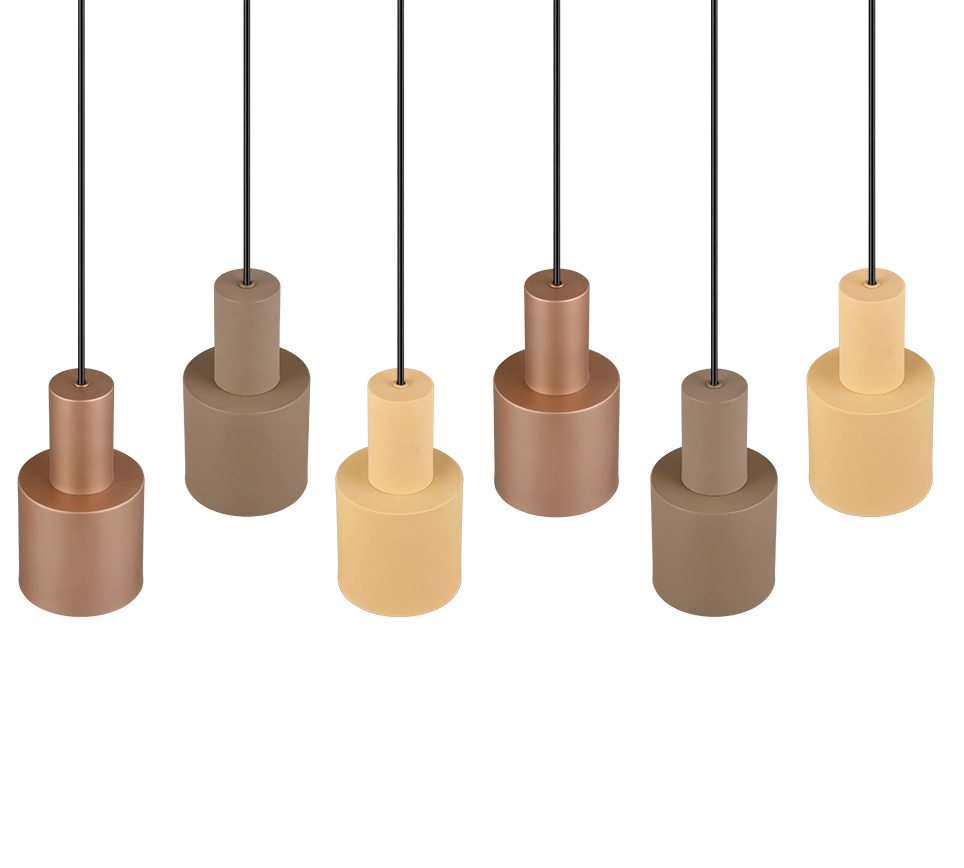 Lampada a sospensione 6 diffusori, metallo, multicolor, 85x150x27 cm, Agudo