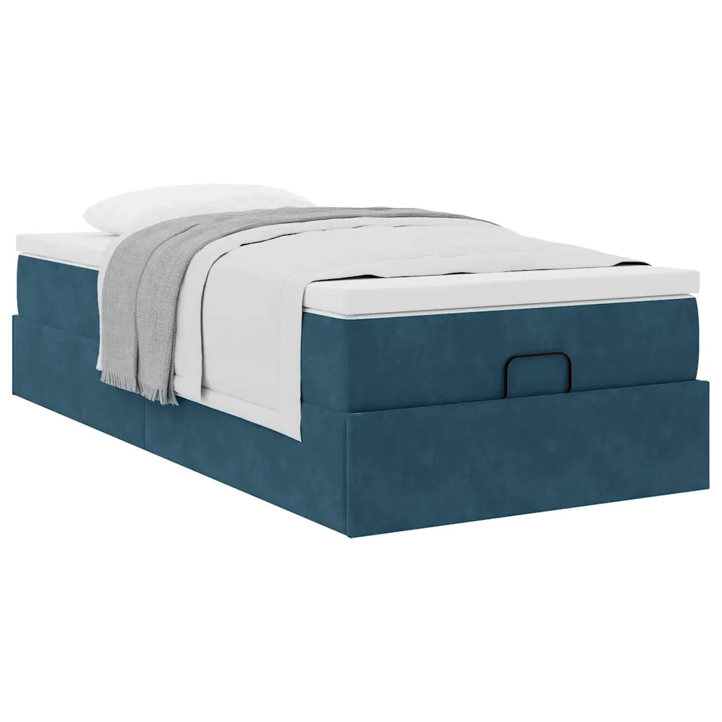 Struttura Letto Pouf con Materasso-Giroletto 80x200 cm Velluto
