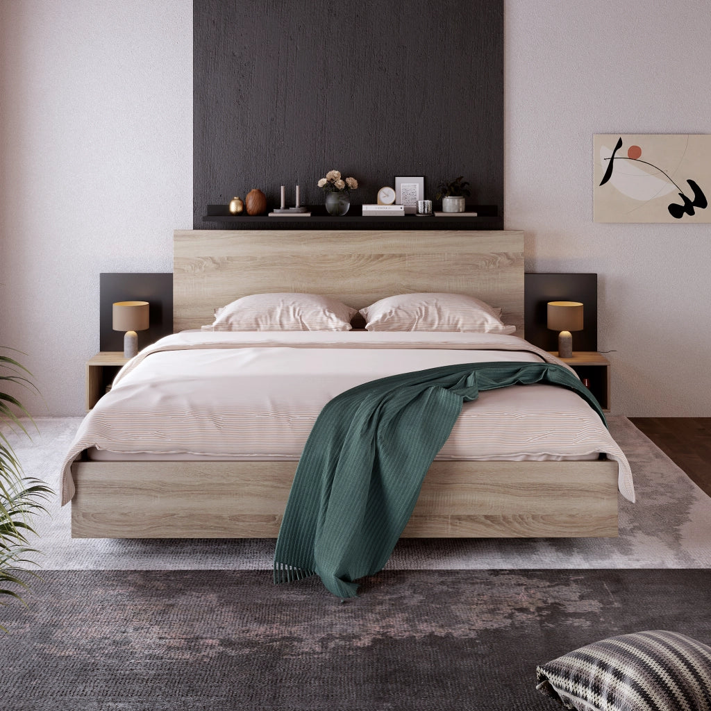 Letto matrimoniale 160x200 con due comodini integrati