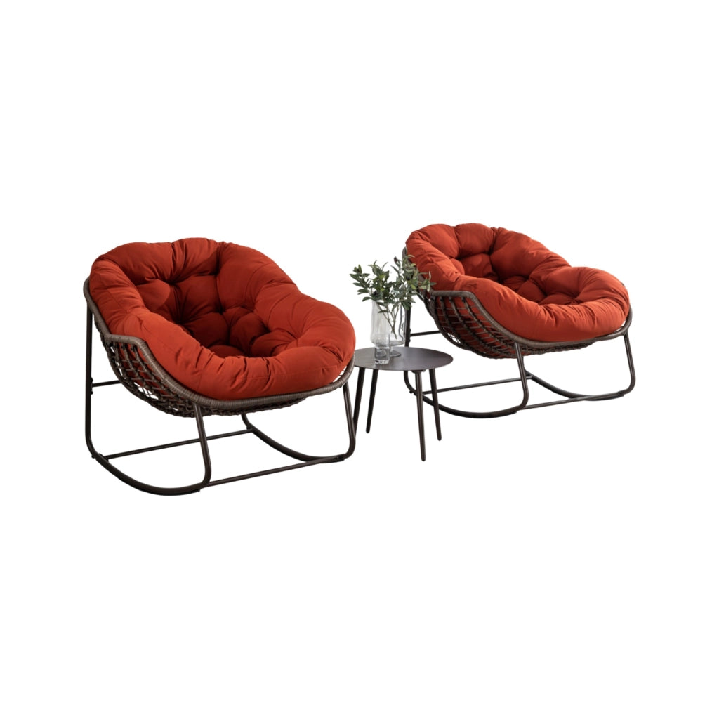 Sedia a dondolo da esterno in rattan arancione 78x106x90 cm