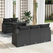 Set Divano da Giardino con archiviazione 6 pcs Nero polyrattan