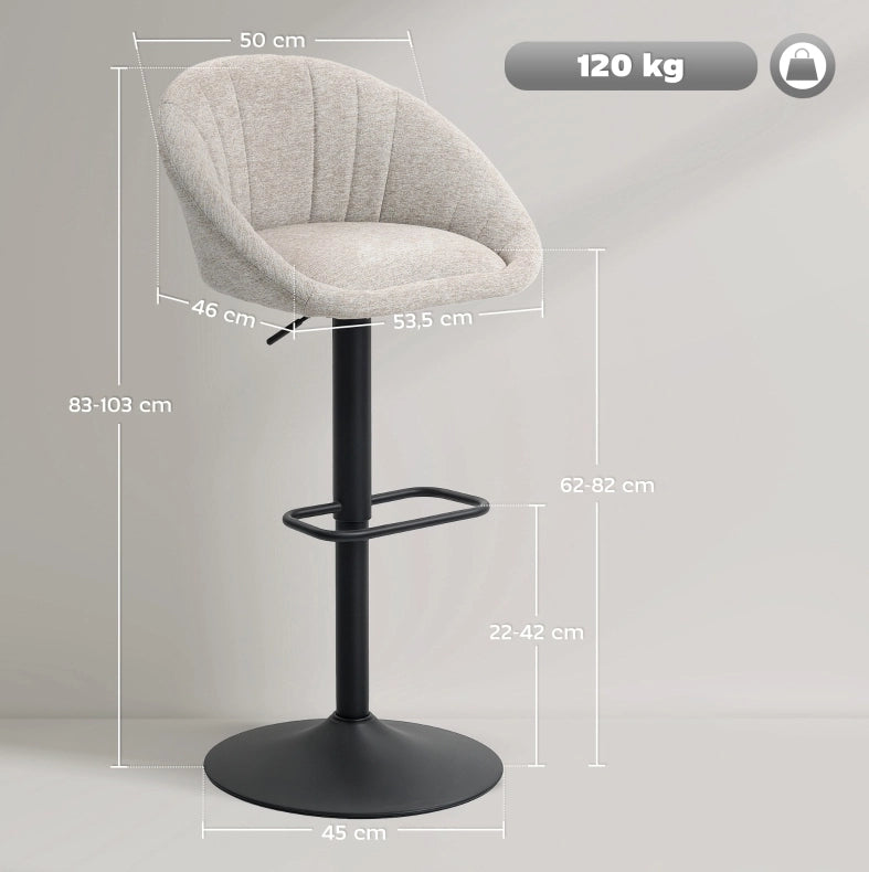 Set 2 sgabelli da bar girevoli beige con braccioli