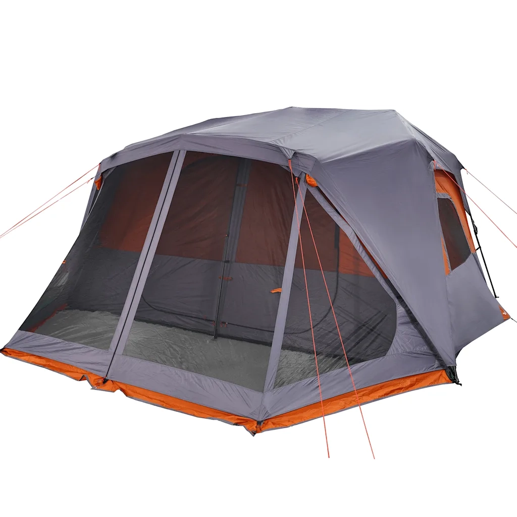 Tenda Campeggio 10 Persone-Tenda per Escursionismo Grigio e Arancione Impermeabile