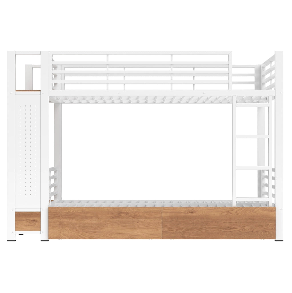 Letto a castello 90x200 cm con cassetti, LED e appendiabiti