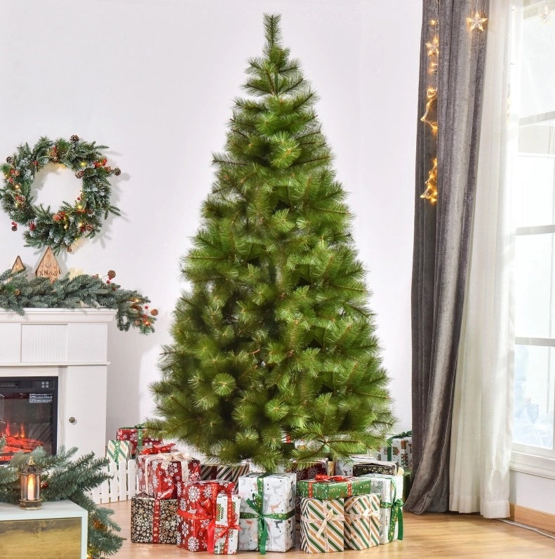 Albero di Natale Artificiale in Metallo 90 x 210 cm con 505 Punte Verde per Interni