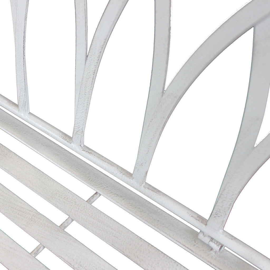 PANCA ANNETTE IN ACCIAIO VERNICIATO A POLVERE BIANCO ANTICO 128 X 40 X H93 CM