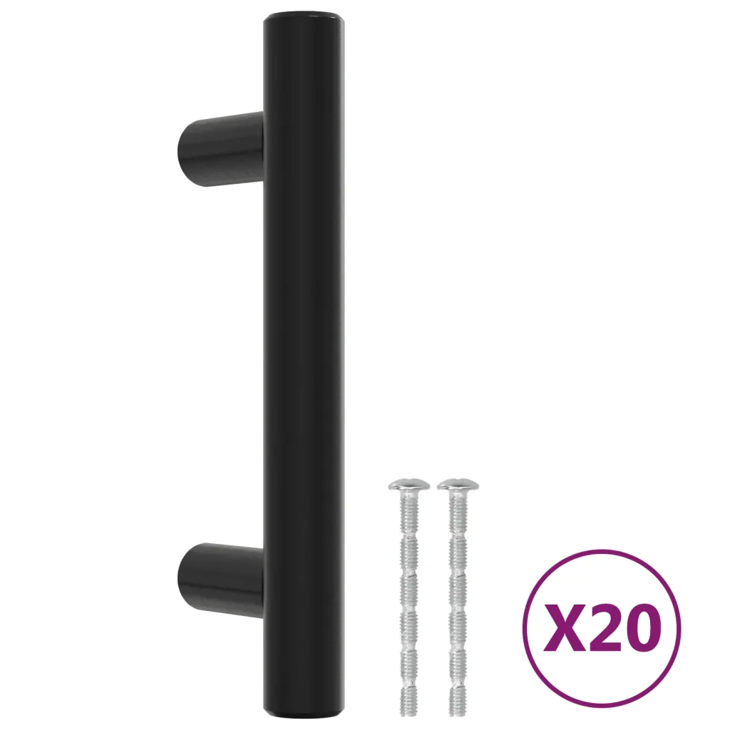 Maniglie per Mobili 20pz Nere 64 mm in Acciaio Inox 3203603