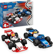 LEGO City Williams Racing e Haas F1 - Modelli di Auto da Corsa da Costruire con 2 Minifigure di Piloti e Starter Brick,E