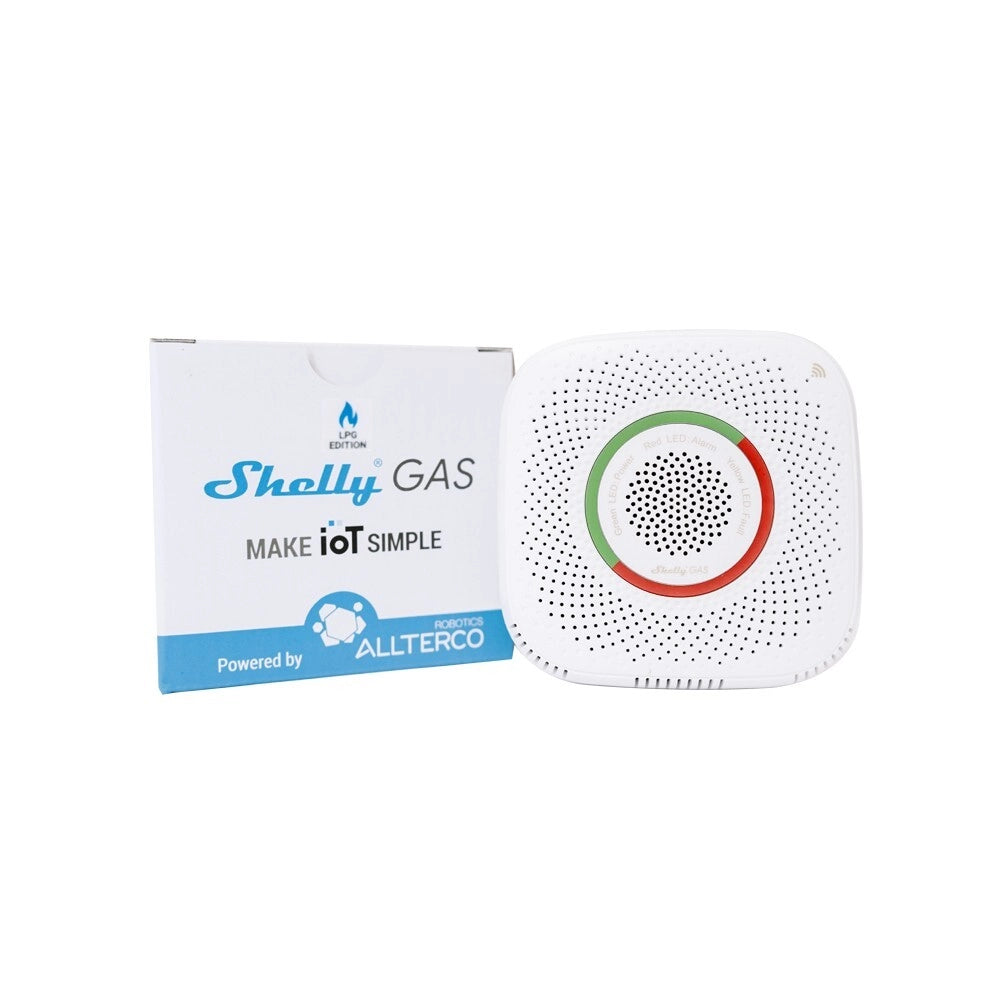 Shelly Gas LPG Sensore Smart per Rilevamento Gas GPL, Notifiche Immediate, Allarme Integrato e Controllo da App