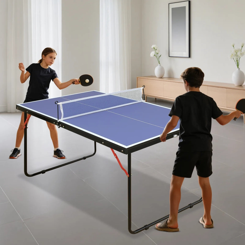 Tavolo da Ping Pong Pieghevole 137,2 cm (4,5 FT), Set Portatile con Rete, 2 Racchette e 3 Palline, Giochi Indoor e Outdoor, Facile da Riporre