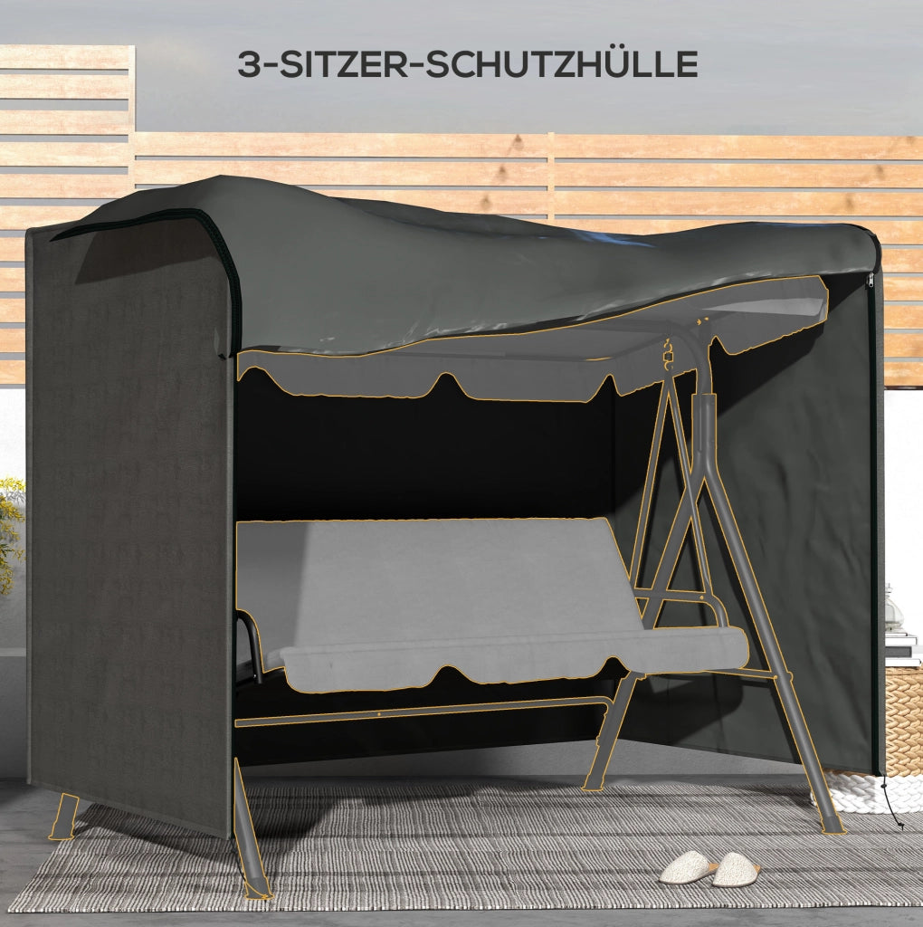 Copertura per Dondolo da Giardino 3 Posti in Tessuto Oxford 600D Resistente all'Acqua e UV 205x124x164 cm Grigio Scuro