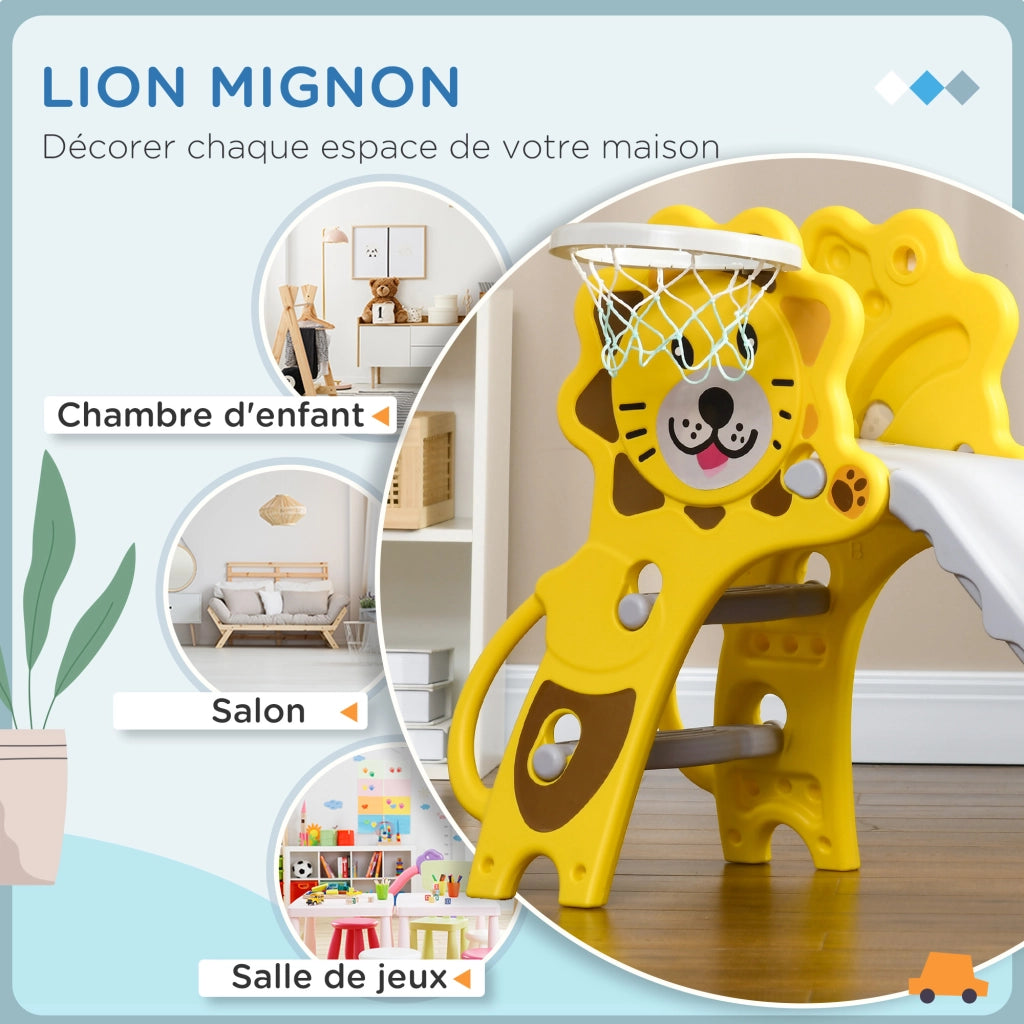 Casetta da gioco con scivolo e canestro ¨C ZephMum ¨C Giallo Grigio