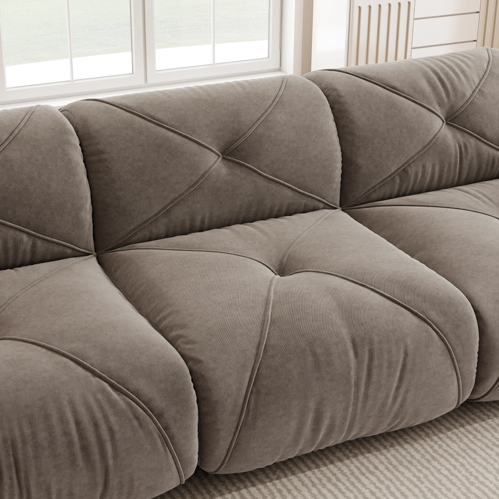 Divano modulare 2 posti - Zephmum- 32D schiuma ad alta densit¨¤, tessuto chenille, antiscivolo, marrone