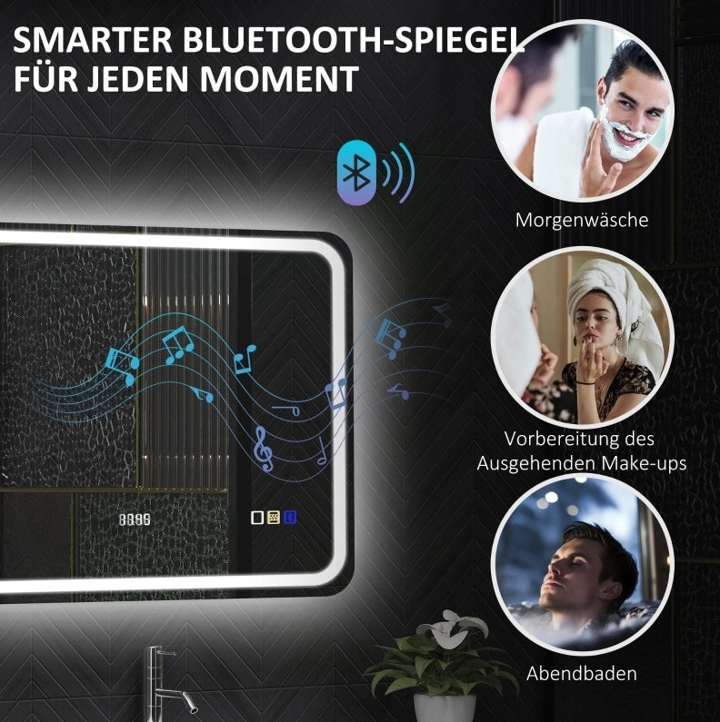 Specchio bagno LED Bluetooth antiappannamento argento