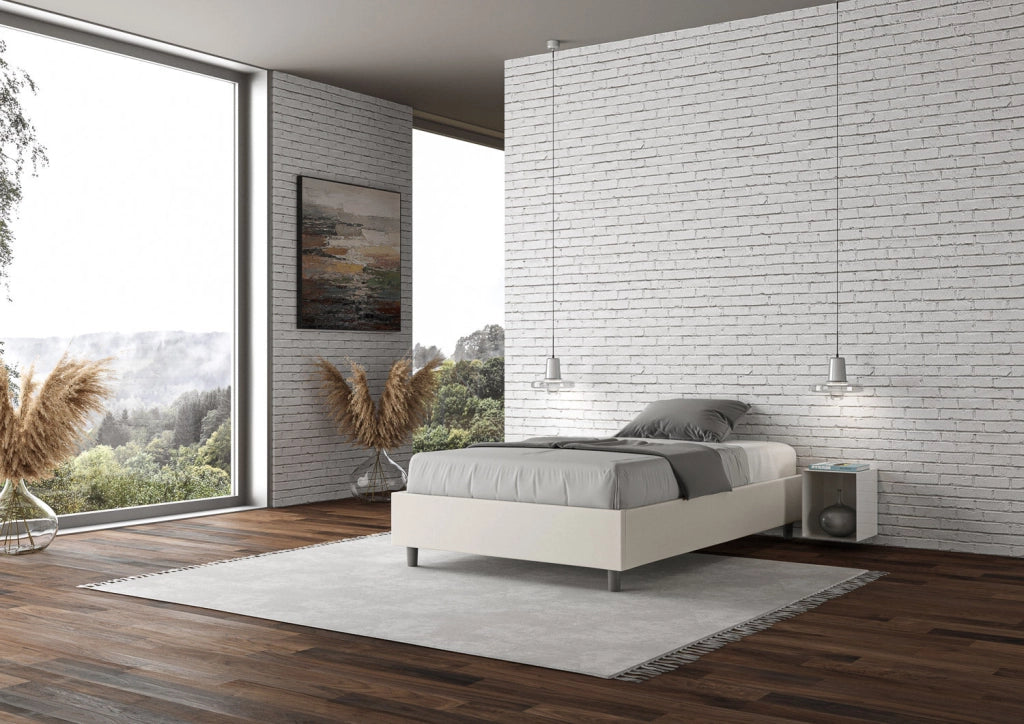 Letto Matrimoniale Sommier 160x200 cm con Rete e Contenitore Azelia Bianco