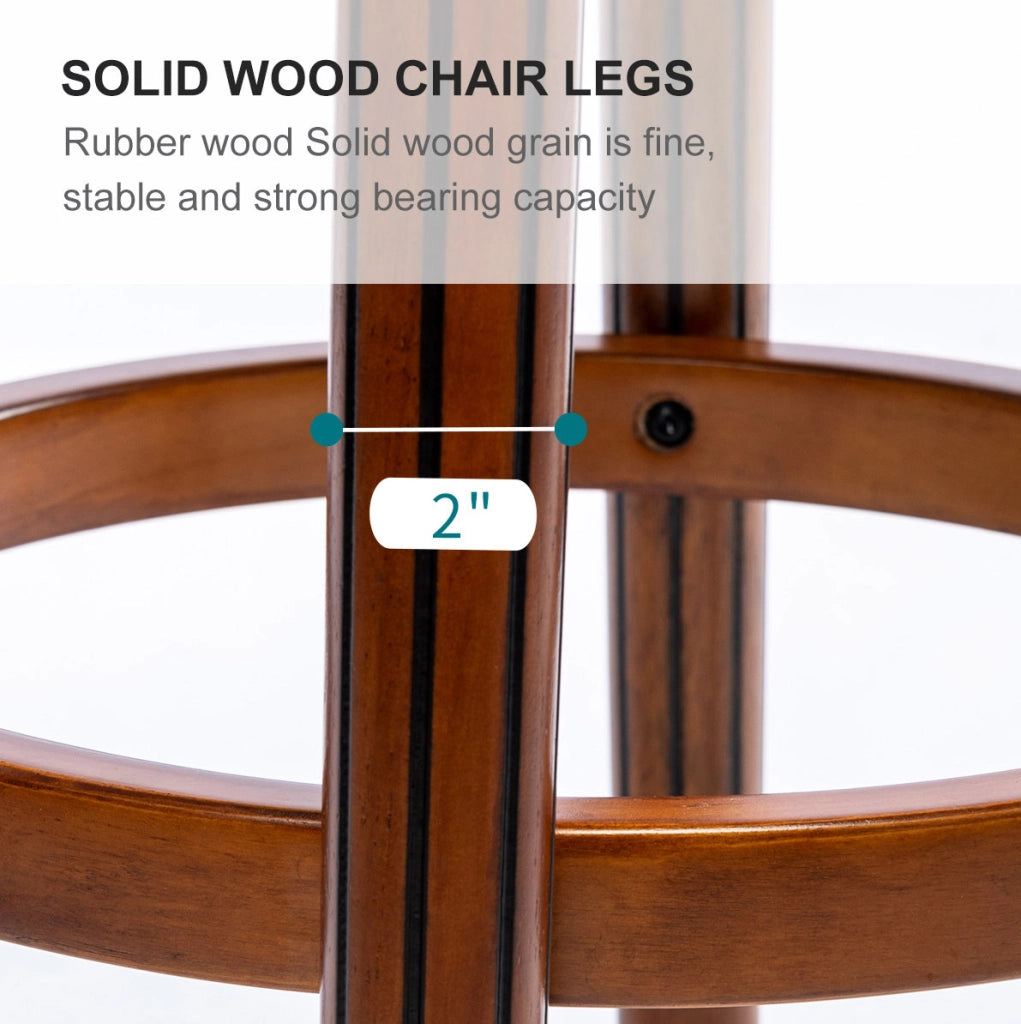 Sgabello da bar girevole 360° in legno e pelle blu con schienale, seduta 66 cm