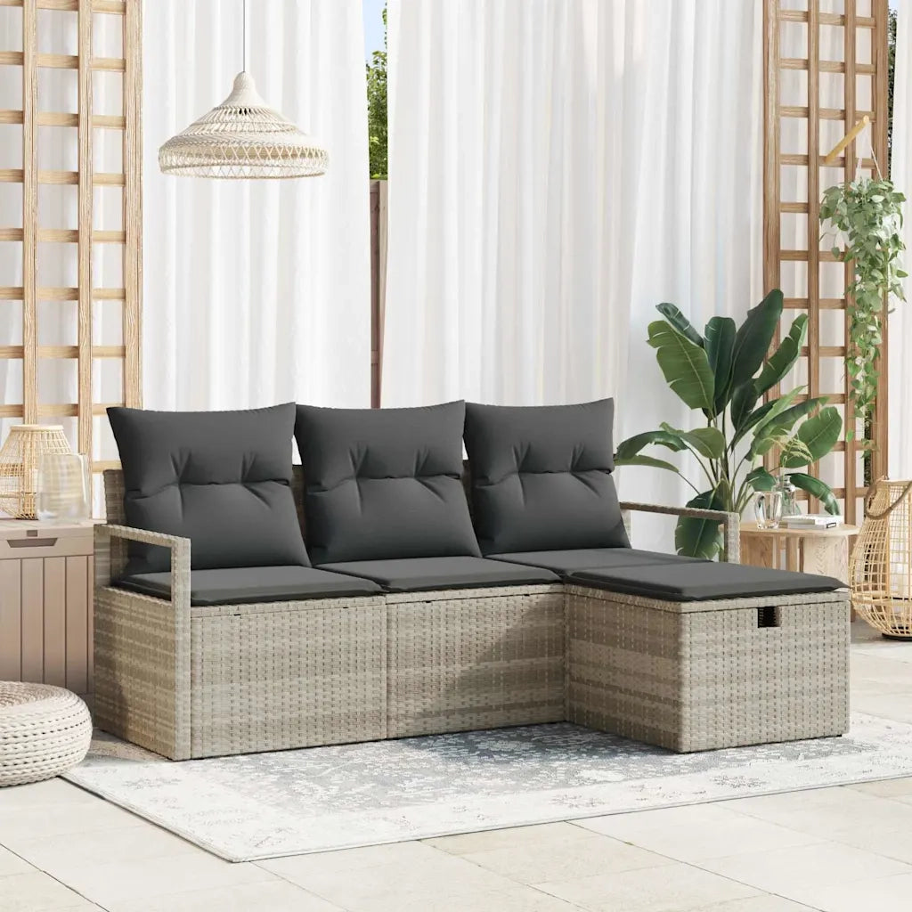 Set di divani con cuscino 4 pcs Grigio chiaro polyrattan 3359151