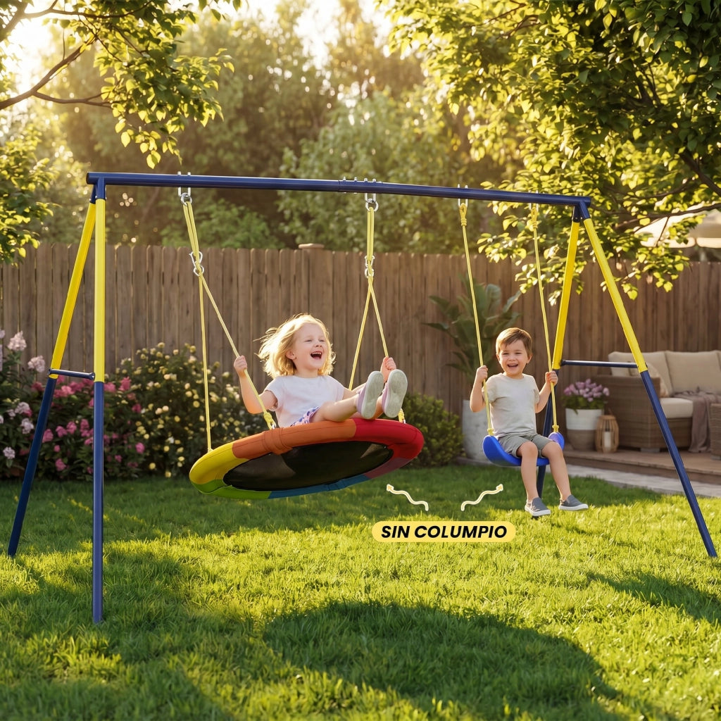 Altalena per Bambini 2 Posti ¨C Zephmum ¨C Metallo Azzurro