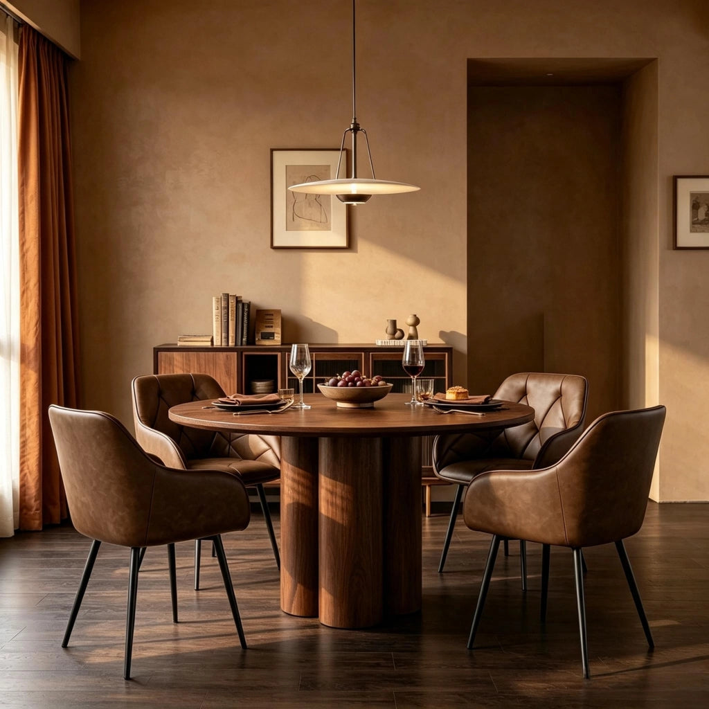 Set di 2 sedie da pranzo con braccioli in similpelle marrone scuro