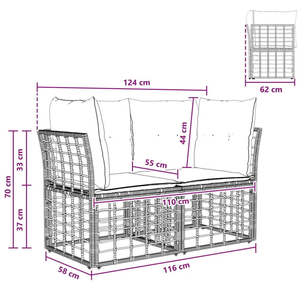 Loveseat da esterno 2 pz Naturale e Bianco Crema polyrattan CFW4511238