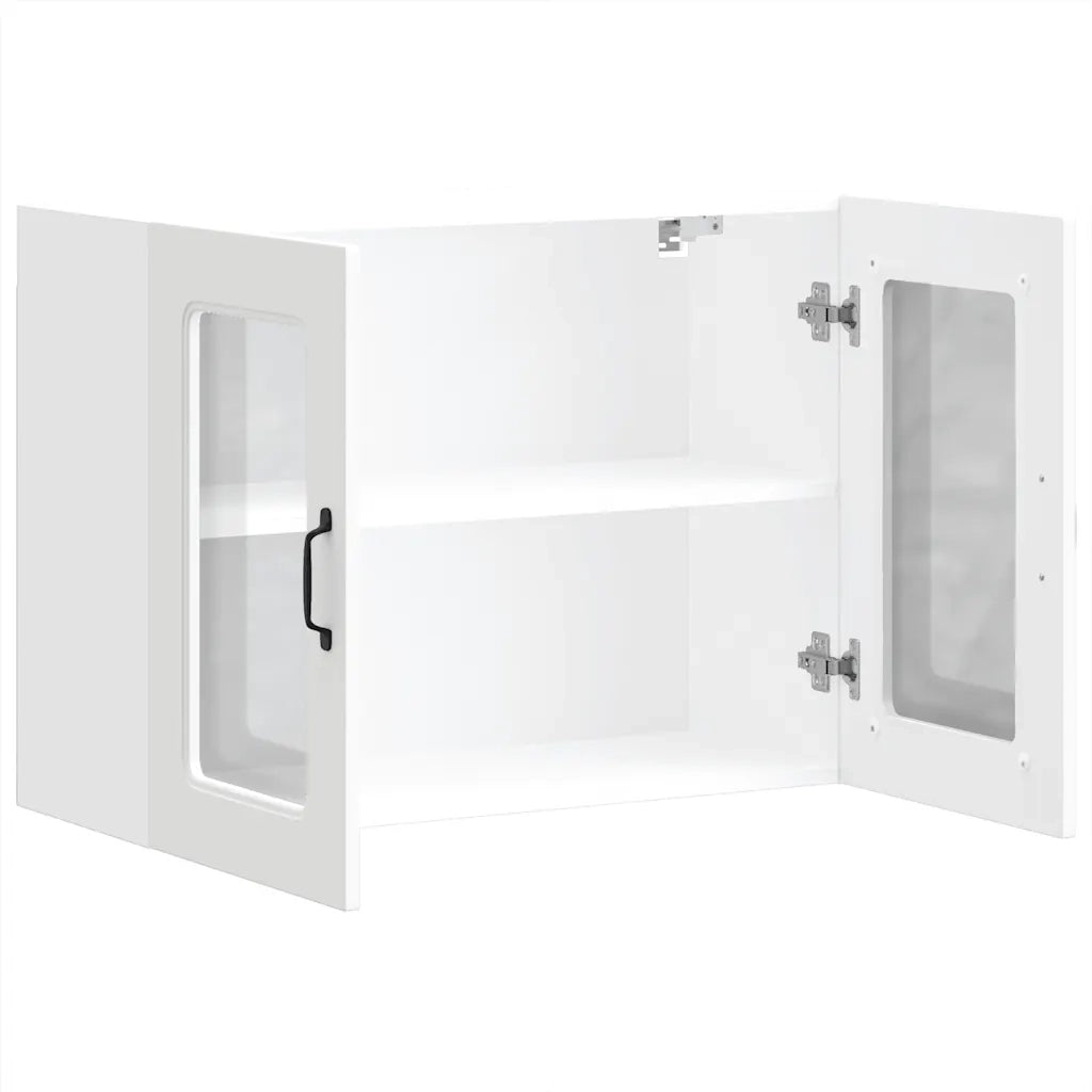 Pensile da Cucina con Porta in Vetro Kalmar Bianco Truciolato 853607