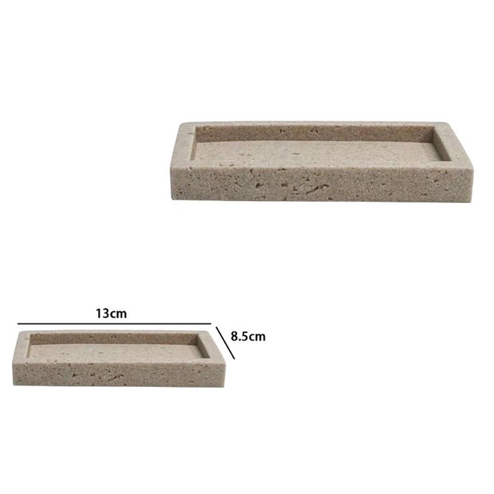 Trade Shop - Piatto Porta Sapone Saponetta Pietra Cemento Naturale Accessorio Arredo Da Bagno 87825 -