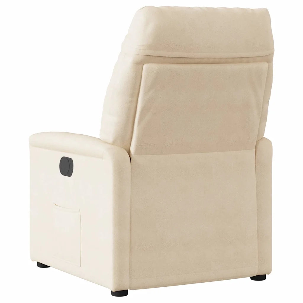 Divano Sedia-Poltrona Reclinabile Elettrica Beige in Tessuto di Microfibra 915279