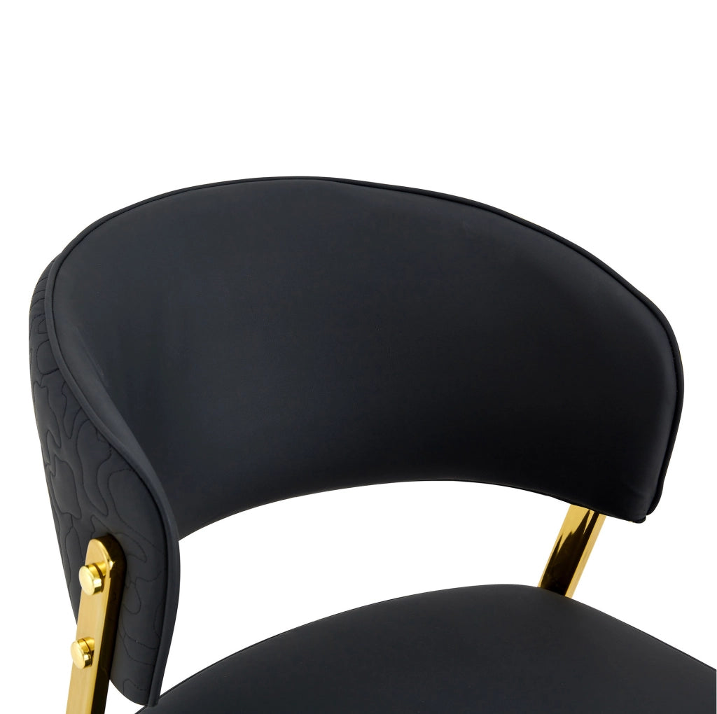 Set 2 sedie da pranzo imbottite in PU nero con struttura in metallo HOMVRA