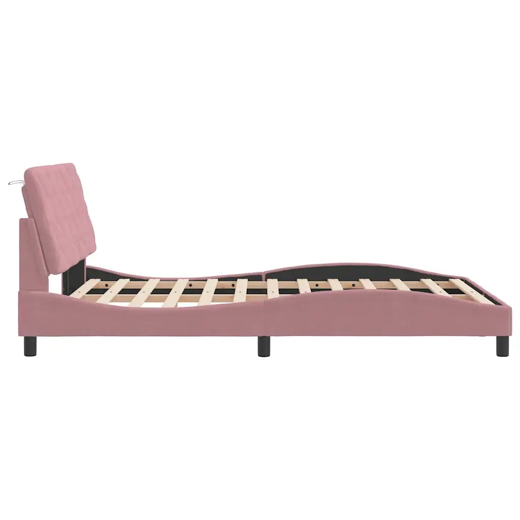 Letto matrimoniale | Letto per adulti | Giroletto senza Materasso Rosa 120x200 cm in Velluto