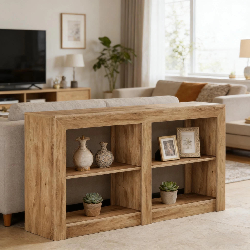 CONSOLE 150x35x85 cm a 3 livelli in MDF marrone