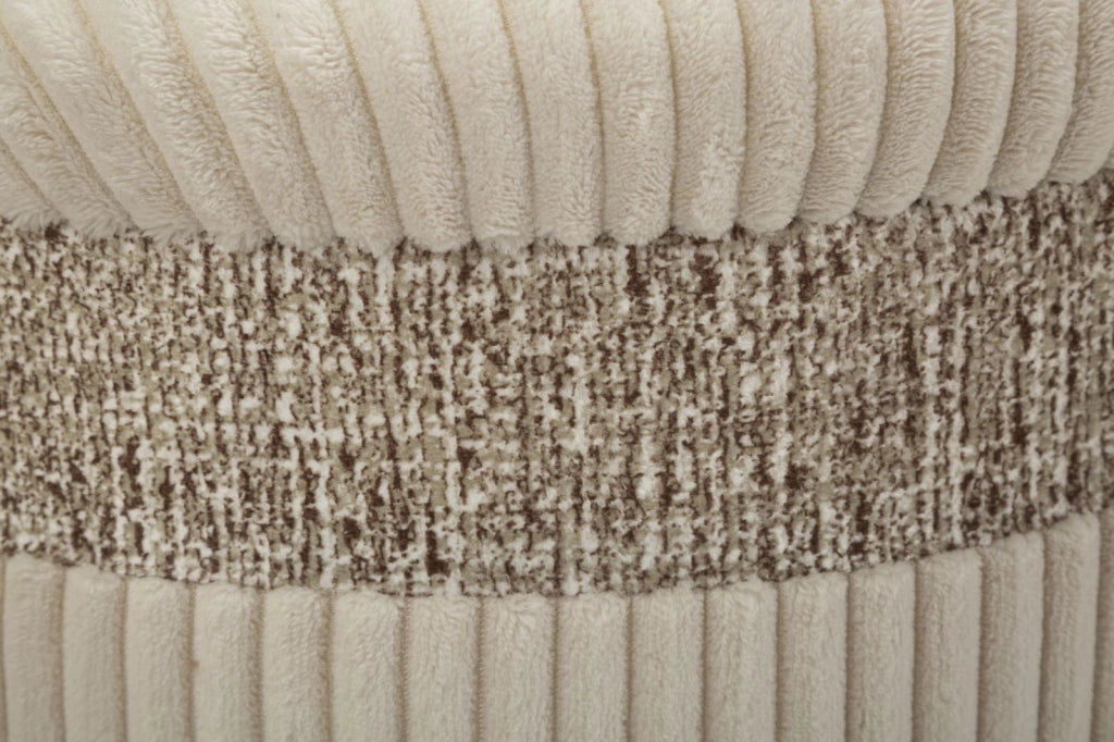 Puff con Contenitore Cortina Crema Set 3 Pz Ø40,5x49,5 cm - Ø35x42 cm - Ø31x38 cm in MDF e Spugna e Poliestere Crema
