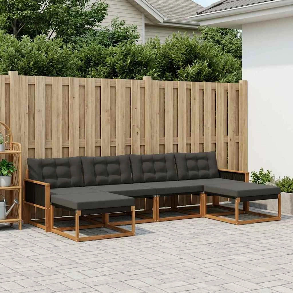 Set di divani da esterno 6 pz Naturale e Nero 3381592