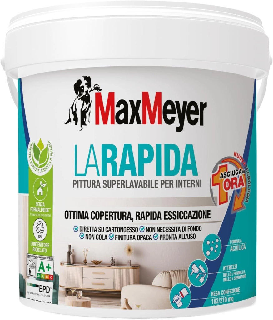 Idropittura Superlavabile per Interni La Rapida, Colore Bianco, 4L