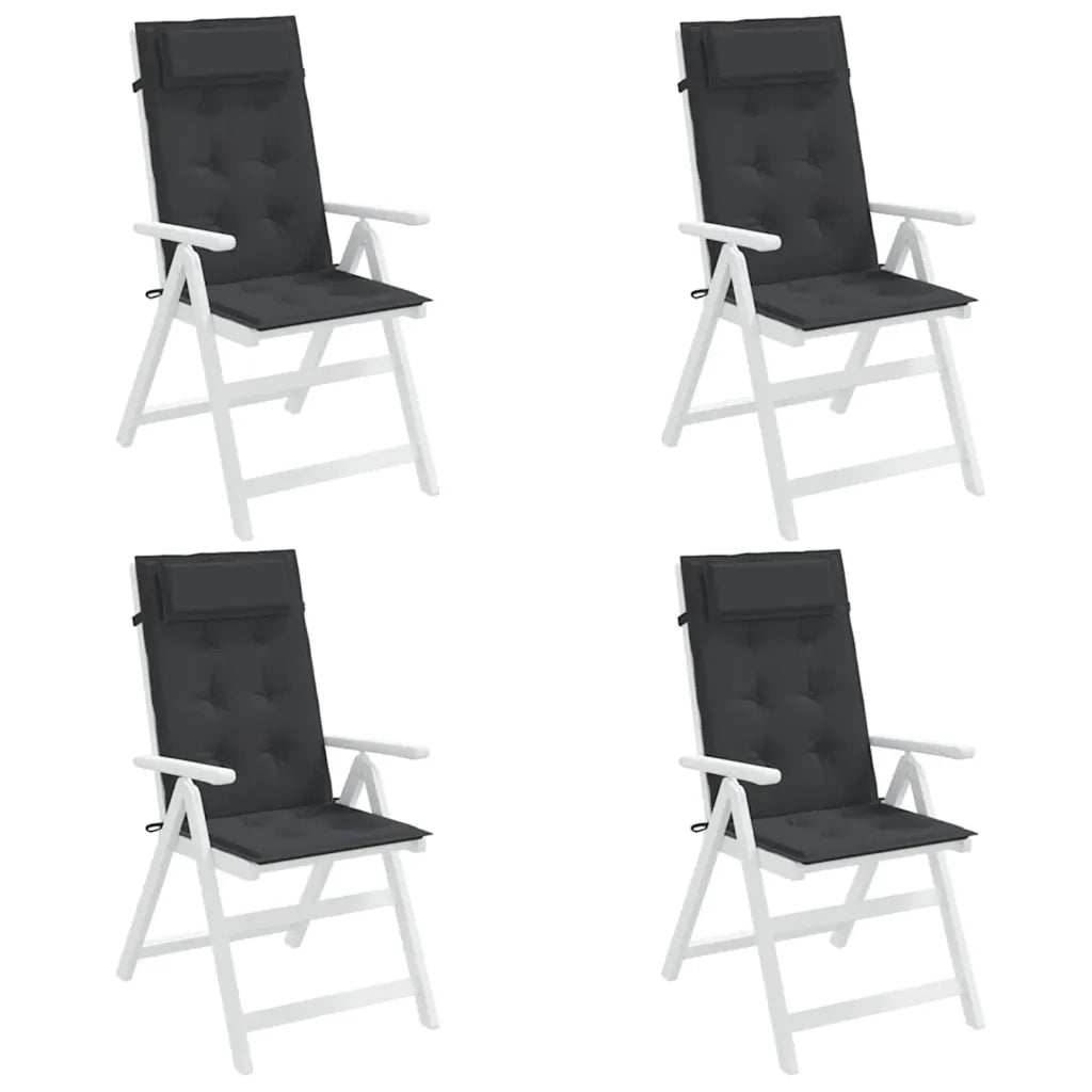 Cuscini per Sedia con Schienale Alto 4pz Nero in Tessuto Oxford 361896