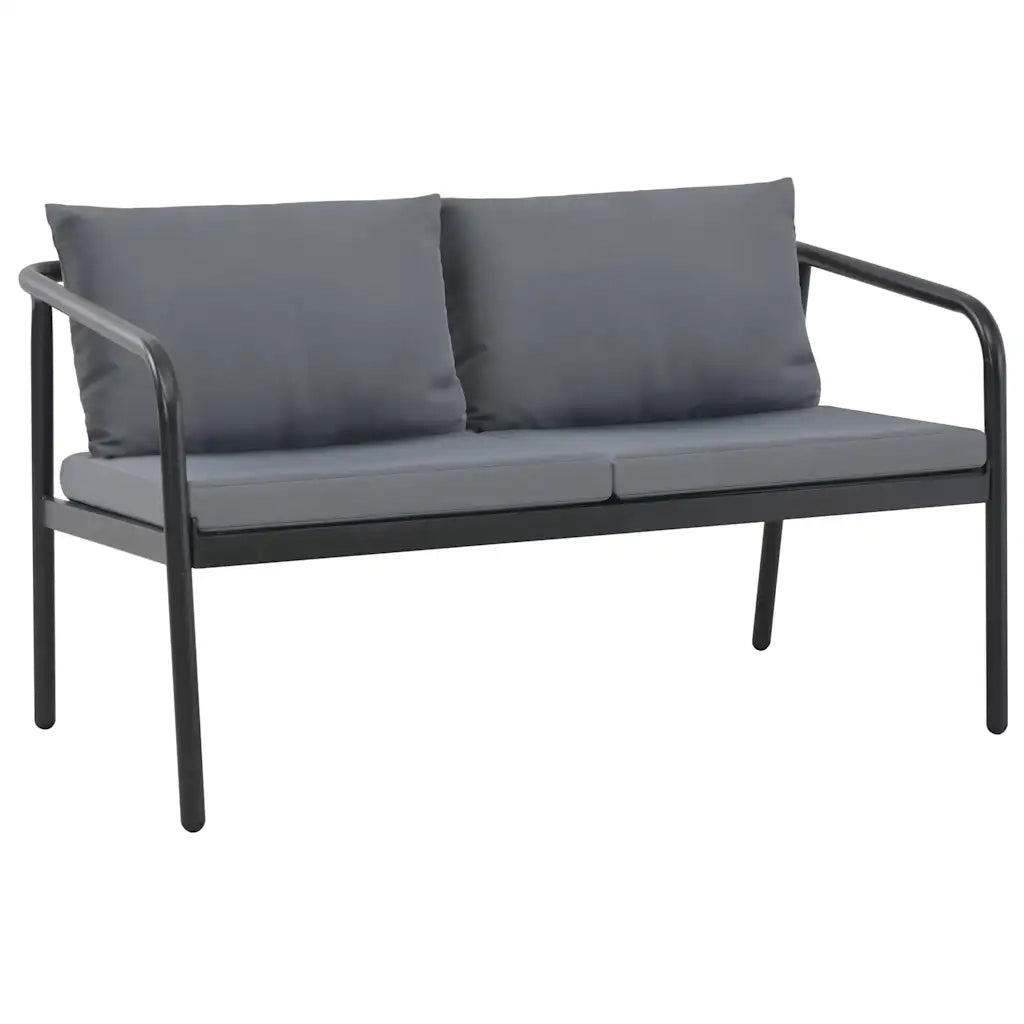 Divano da Giardino a 2 Posti con Cuscini Grigio in Alluminio 44699