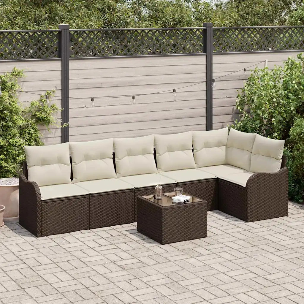 Set Divano da Giardino 7 pcs Grigio polyrattan