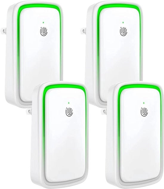 Pulitore d'aria con presa per la camera da letto, set a 4 pezzi di pulitori d'aria ionizzanti per uso domestico, senza filtro. Tecnologia ionizzante negativa per eliminare odori da fumo, animali domestici, polvere, bagno, ufficio e altre aree.