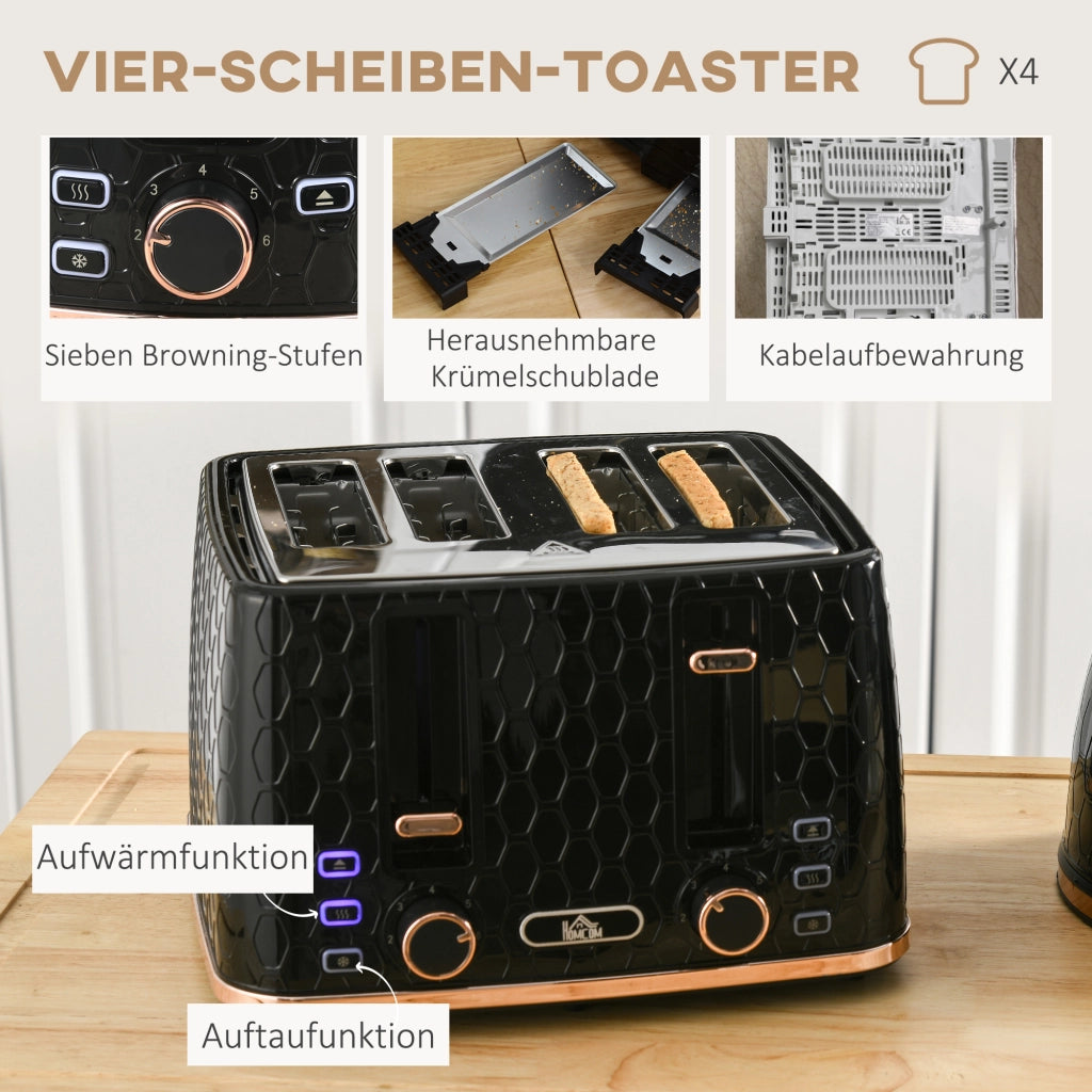 Set Cucina 2 in 1 ¨C Minimal ¨C Nero, Plastica, Toaster e Bollitore
