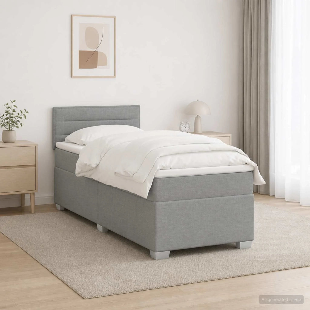 Letto con Box Spring, Materasso e LED Grigio Chiaro Tessuto 3451868