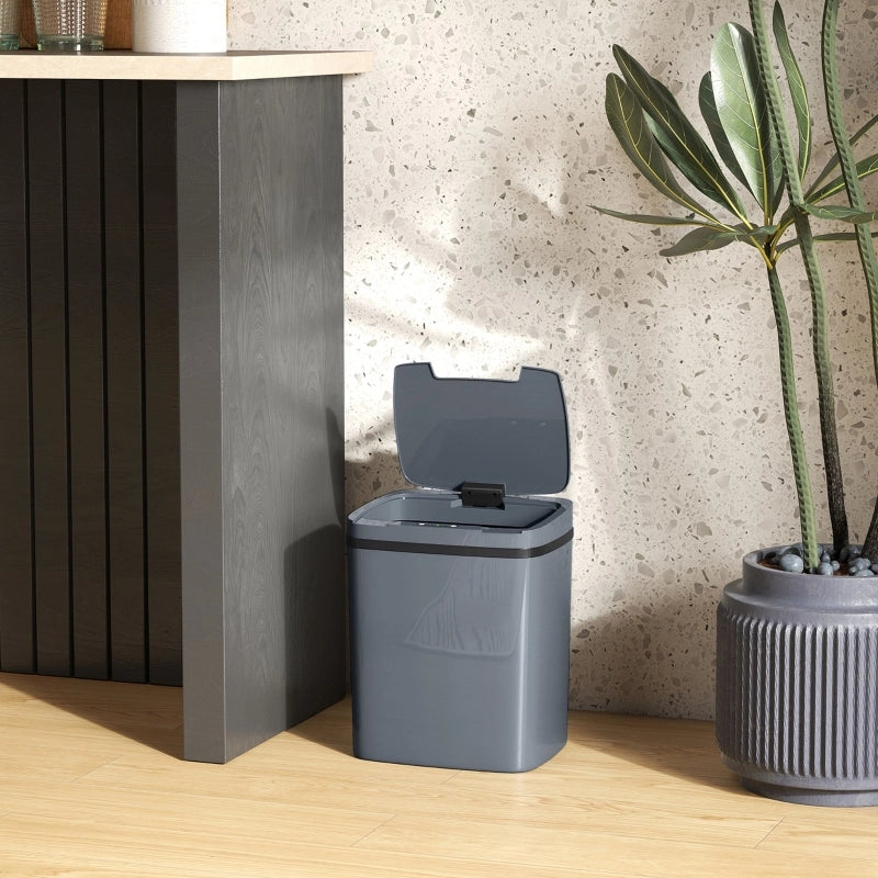 Pattumiera automatica 15 l con sensore e apertura manuale grigia per cucina bagno e camera 27.6 × 21.4 × 33.5 cm