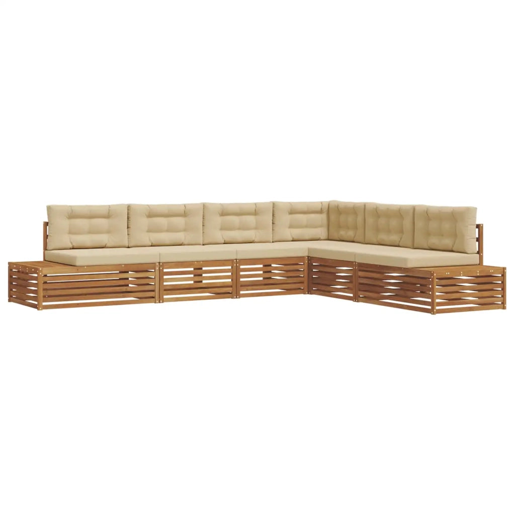 Set di divani da esterno con cuscino 6 Pezzo Naturale e Beige 3374103