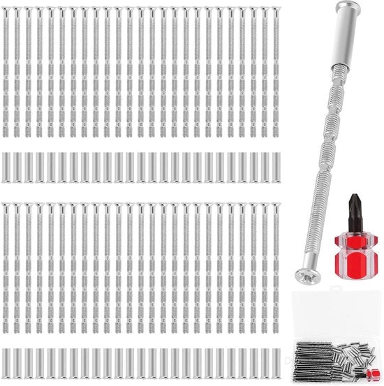Set di viti di serraggio per maniglie di porta - 50 pezzi - Viti M3 verniciate - Incluso mini chiave inglese - Kit di montaggio per maniglie di porta - Hulze - Viti di connessione