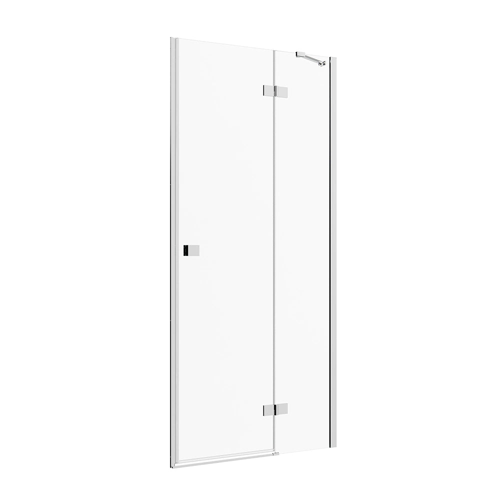 Porta doccia 110cm apertura a battente lato destro con cerniere, profili cromati e vetro da 8mm trasparente h195 | Fiji