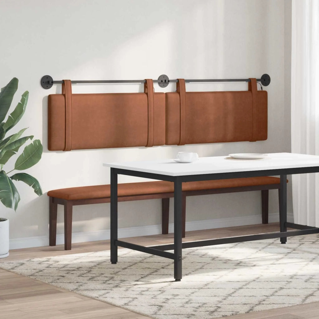 Testiera | Testata sospesa Con luce LED Marrone PU Antico