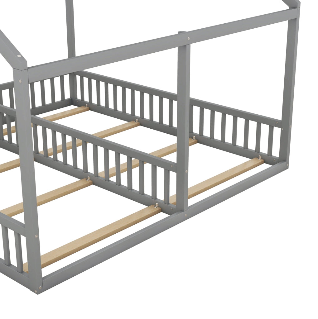 LETTO 2 in 1 a casetta 90x200 cm Grigio Pino