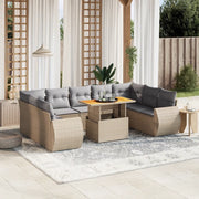 Set Divano da Giardino 10 pz con Cuscini Beige in Polyrattan