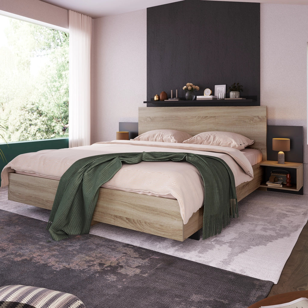 Letto matrimoniale 160x200 con due comodini integrati