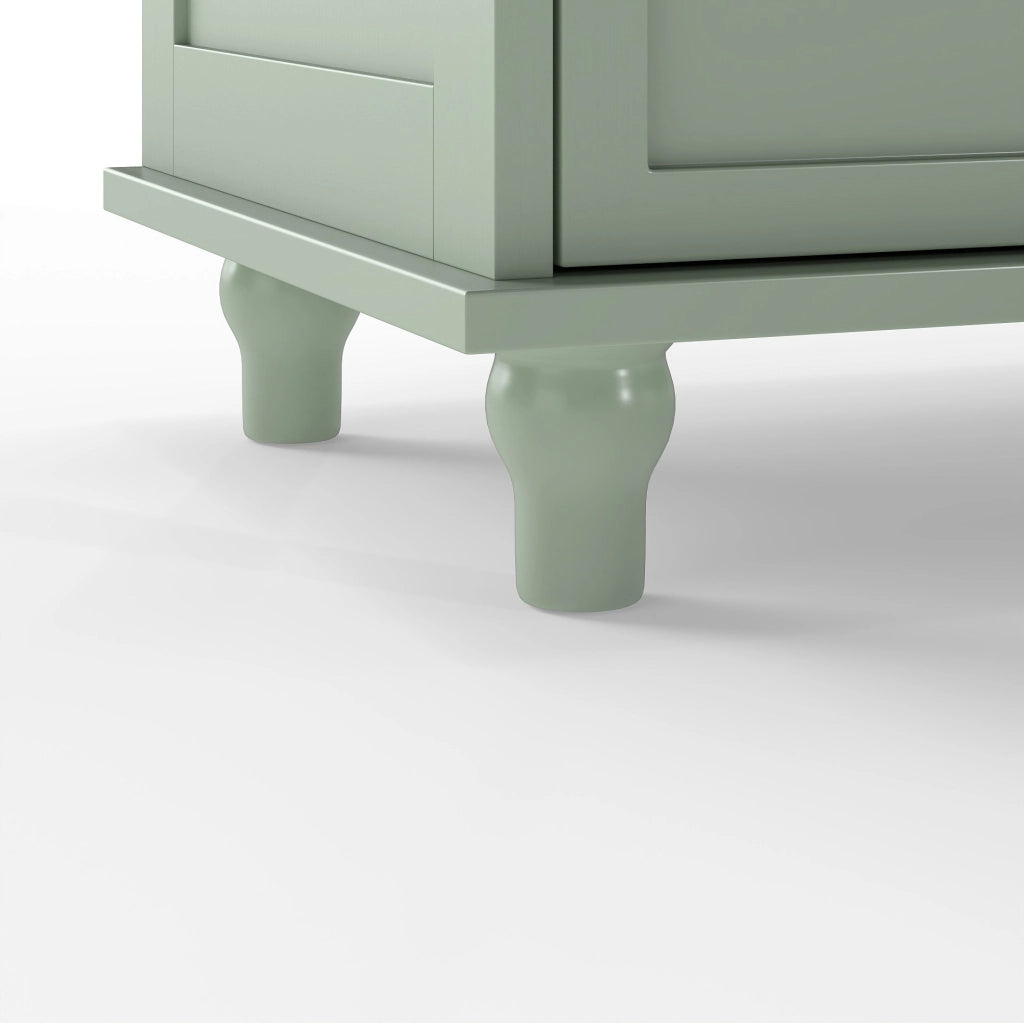 Credenza in Legno Farmhouse con Ante Arcuate in Vetro 71 x 38 x 98.5 cm Verde Menta per Cucina e Soggiorno